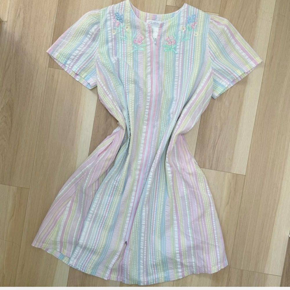 Vintage Colette By Miss Elaine Pastel Seersucker … - image 2